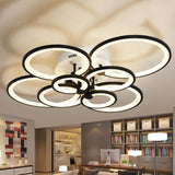 Modern Brown Flush Mount Acrylic Ceiling Light With Multi-Ring Design And 8/10 Lights For Living