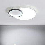 Modern Acrylic Led Flush Mount Light Fixture Round Black And White Design 16/19.5 Wide