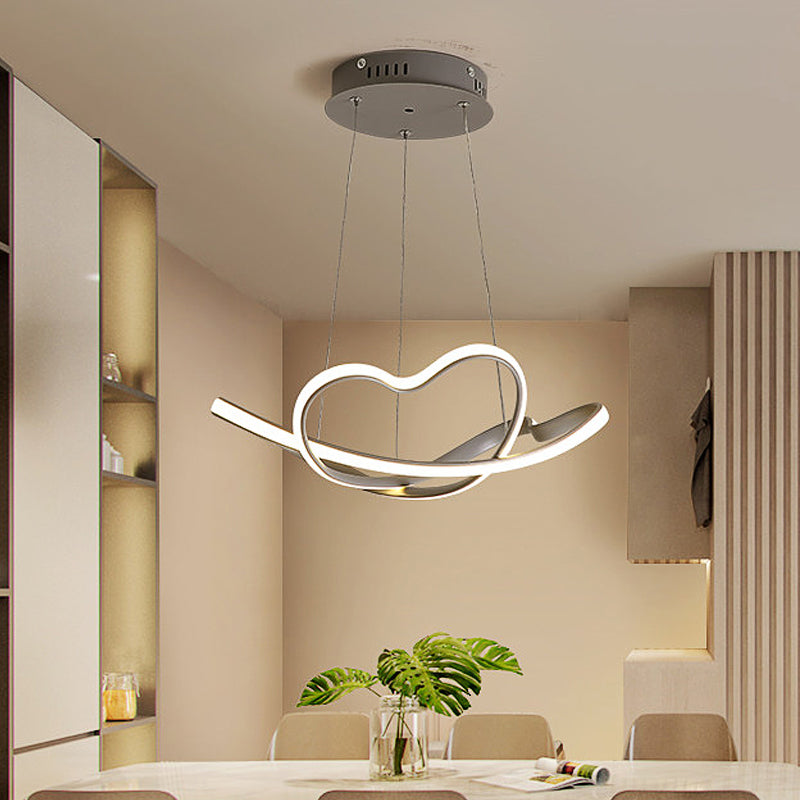16/19.5 Wide Grey Twisted Chandelier Lamp - Modern Led Acrylic Hanging Light Kit In White/Warm / 16