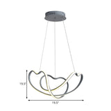 16/19.5 Wide Grey Twisted Chandelier Lamp - Modern Led Acrylic Hanging Light Kit In White/Warm