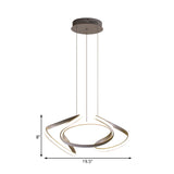 Modern Grey Chandelier With Wave Acrylic Shade - 3/5/6 Lights Dining Room Pendant Light (White/Warm