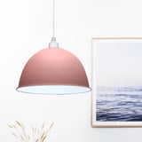 Nordic Style Grey/Pink Hanging Pendant Lamp With Metal Dome Shade - Ideal For Dining Room Pink