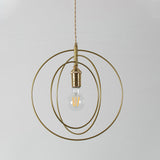 Minimalist Gold Pendant Lamp Fixture - 3-Ring Hanging Light For Living Room