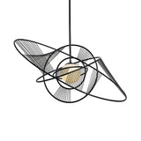 Contemporary Black Iron Suspension Light - 1-Light Living Room Hanging Lamp Kit