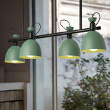 Modernist 4-Light Green Dome Metal Chandelier With Adjustable Node - Stylish Hanging Lamp Fixture