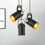 Antiqued 1-Head Suspension Lamp In Black: Half Capsule Iron Hanging Light For Dining Room With
