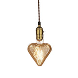 Amber Glass And Brass Industrial Heart Pendant Lamp With Down Lighting