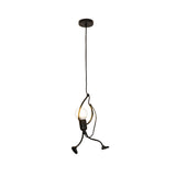 Industrial Iron Restaurant Pendant Light With Black Human Shape Design
