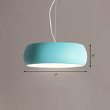 Macaron Blue Bowl Hanging Lamp Kit - 10/13/17 Wide Metal Pendant Light With Diffuser