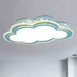 Blue Led Hollow Cloud Ceiling Lamp For Contemporary Kids Bedroom