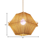 Woven Bamboo Hanging Ceiling Light - Contemporary 1-Head Wood Pendant With/Without Shade