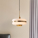 Postmodern White Glass Drum Pendant Light: Modern Ceiling Fixture For Bedroom