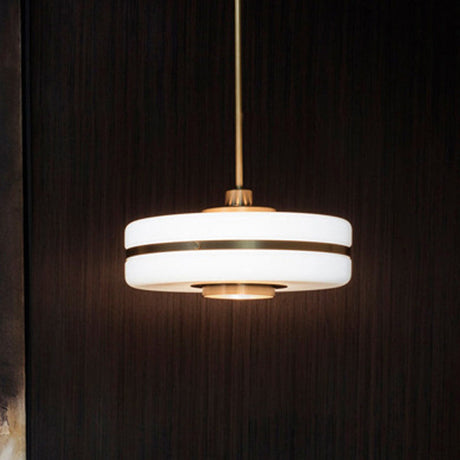 Postmodern White Glass Drum Pendant Light: Modern Ceiling Fixture For Bedroom