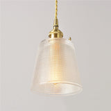 Modernist Clear Glass Bell Hanging Light With Gold Finish & Metallic Switch - 1 Bulb Suspended