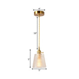 Modernist Clear Glass Bell Hanging Light With Gold Finish & Metallic Switch - 1 Bulb Suspended