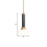 Modern Black Opal Frosted Glass Pendant Lamp - Torchlight Design Bedside Or Ceiling Pendulum Light