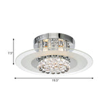 Contemporary Round Crystal Ceiling Lamp - Chrome Finish (4 Lights) For Bedroom Flush Mount