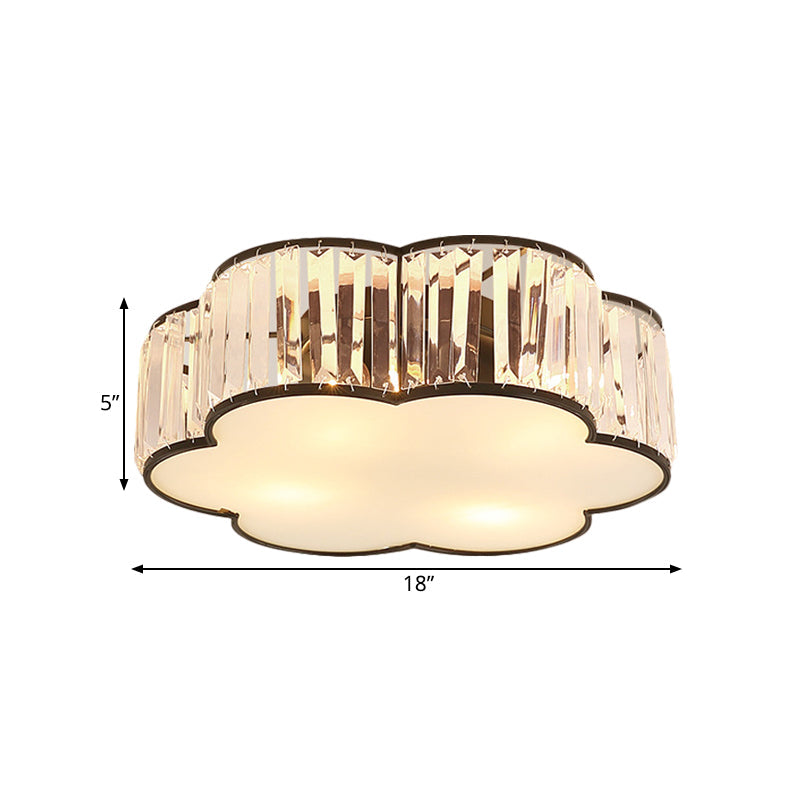 Contemporary Black Crystal Cloud Flush Lamp With 3/4/5 Lights - Bedroom Flushmount Lighting
