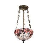 Stained Glass Tiffany Ceiling Light In Beige - Classic Design For Dining Room 19.5/12 Width