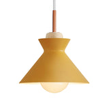 Contemporary Dome/Cone Metal Pendant Light With 1 In Grey Yellow And Green