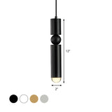 Modern Tube Hanging Light - Metal Black/White/Brass Led Suspension Pendant For Dining Room Warm