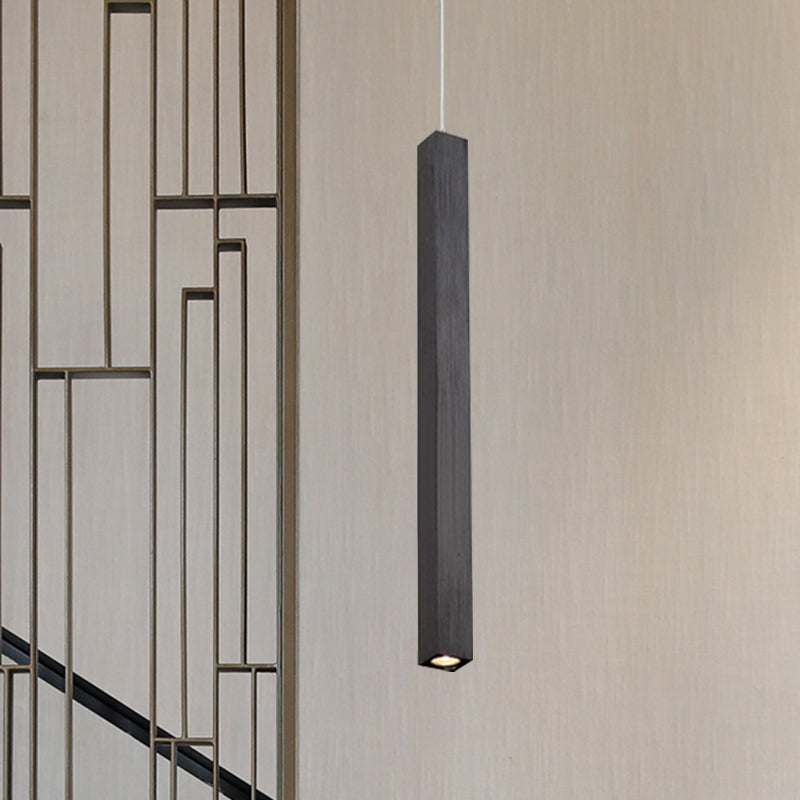 Modern Cuboid Metal Ceiling Light - Black/White Single Head Led Pendant Fixtures For Living Room