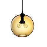 Modern Glass Globe Pendant Light - Red/Brown/Clear 2 Lights