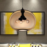 Modern Brown/Clear/Amber 4-Light Ceiling Pendant With Oval Glass Shade