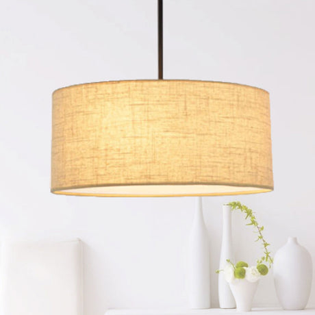 Simple Fabric Drum Ceiling Pendant Light - 12/16/18 Diameter 1-Light White/Black/Beige Hanging Lamp