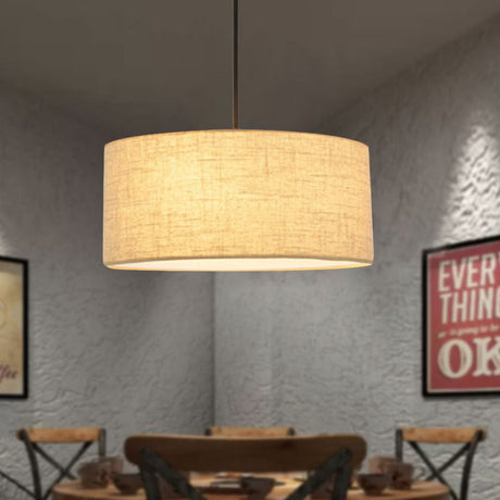 Simple Fabric Drum Ceiling Pendant Light - 12/16/18 Diameter 1-Light White/Black/Beige Hanging Lamp