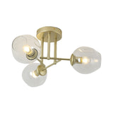 Gold/Black Semi Flush Mount Lighting For Living Room With Clear Bubble Glass Shades (3/6/8 Lights)
