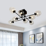Gold/Black Semi Flush Mount Lighting For Living Room With Clear Bubble Glass Shades (3/6/8 Lights)