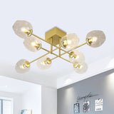 Gold/Black Semi Flush Mount Lighting For Living Room With Clear Bubble Glass Shades (3/6/8 Lights) 8