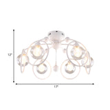 Modern Bedroom Ceiling Light Fixture - 6-Light Semi Flush Mount With Globe Glass Shade And White