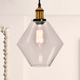 Industrial Brass Geometric Pendant Light With Clear Glass - 1-Light Indoor Lamp