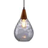 Teardrop Pendant Lamp - Modernist Style Amber/Clear Dimpled Glass 1 Light Indoor Fixture 6/8 Width