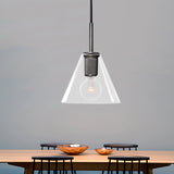 Modernist Pendant Lamp: Black/Brass/Chrome Triangle/Round Design With Clear Glass Ceiling Fixture -