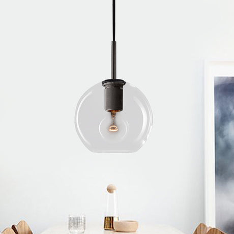 Modernist Pendant Lamp: Black/Brass/Chrome Triangle/Round Design With Clear Glass Ceiling Fixture -