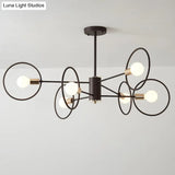 6/8/12-Head Tiered Circle Pendant Chandelier - Loft Style Coffee Iron Ceiling Light For Living Room