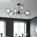 6/8/12-Head Tiered Circle Pendant Chandelier - Loft Style Coffee Iron Ceiling Light For Living Room
