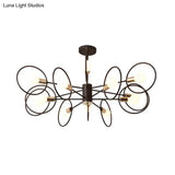 6/8/12-Head Tiered Circle Pendant Chandelier - Loft Style Coffee Iron Ceiling Light For Living Room
