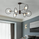6/8/12-Head Tiered Circle Pendant Chandelier - Loft Style Coffee Iron Ceiling Light For Living Room