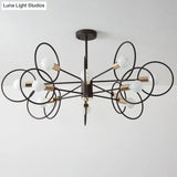 6/8/12-Head Tiered Circle Pendant Chandelier - Loft Style Coffee Iron Ceiling Light For Living Room