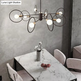 6/8/12-Head Tiered Circle Pendant Chandelier - Loft Style Coffee Iron Ceiling Light For Living Room