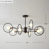 6/8/12-Head Tiered Circle Pendant Chandelier - Loft Style Coffee Iron Ceiling Light For Living Room