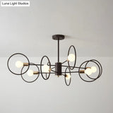 6/8/12-Head Tiered Circle Pendant Chandelier - Loft Style Coffee Iron Ceiling Light For Living Room