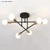 6/8 Head Led Industrial Iron Ceiling Light Living Room Lighting Nordic E27 Lamp Black Golden 6 Heads