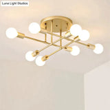 6/8 Head Led Industrial Iron Ceiling Light Living Room Lighting Nordic E27 Lamp Golden 8 Heads
