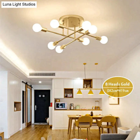 6/8 Head Led Industrial Iron Ceiling Light Living Room Lighting Nordic E27 Lamp