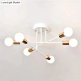 6/8 Head Led Industrial Iron Ceiling Light Living Room Lighting Nordic E27 Lamp White Golden 6 Heads